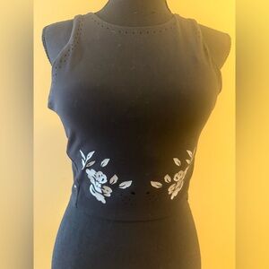 Athleta Black Embellished Fitted Tank Top